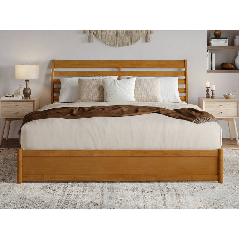 Emelie Platform Bed with Panel Footboard and Twin XL Trundle