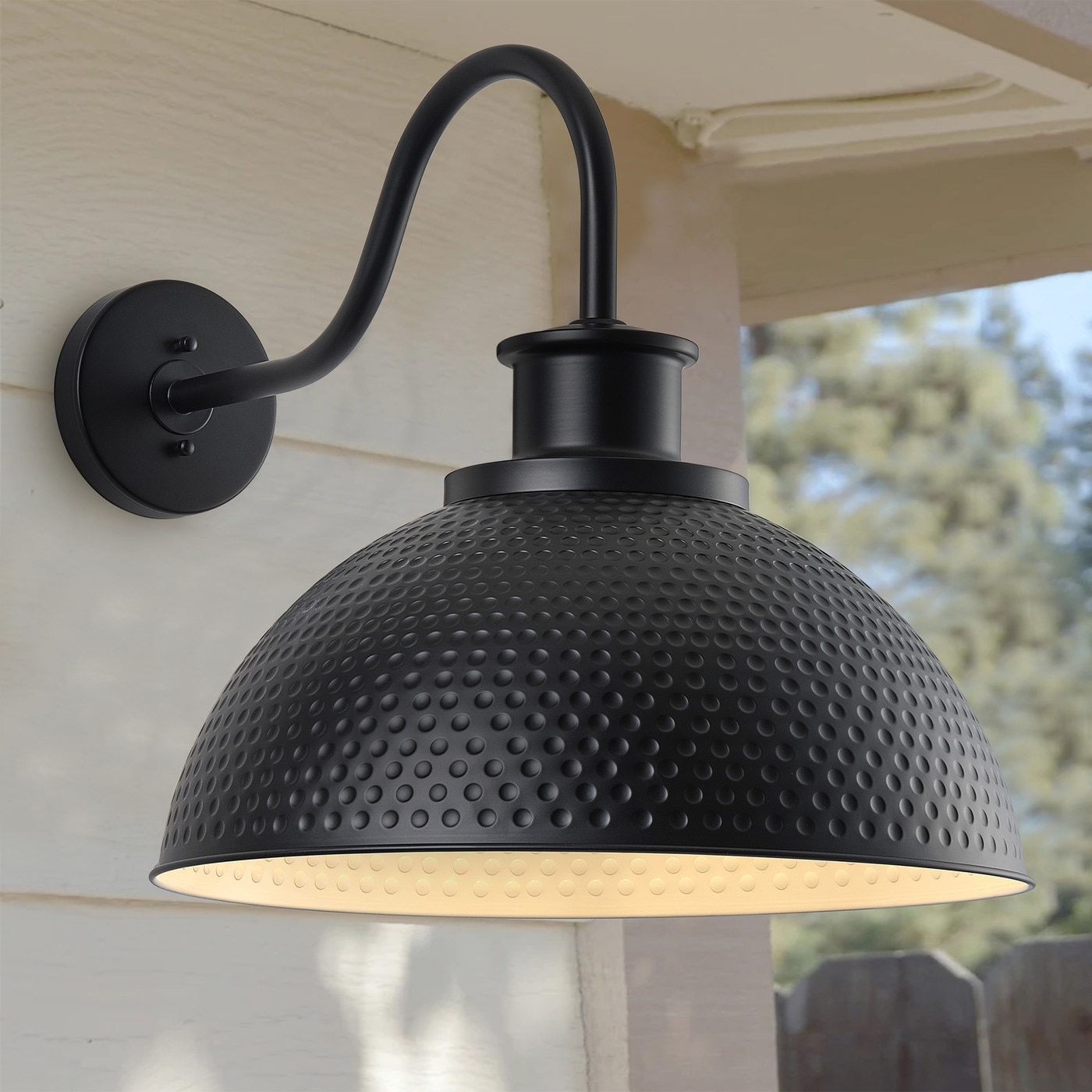 Farmhouse Black 1-Light Outdoor Metal Wall Light Fixture