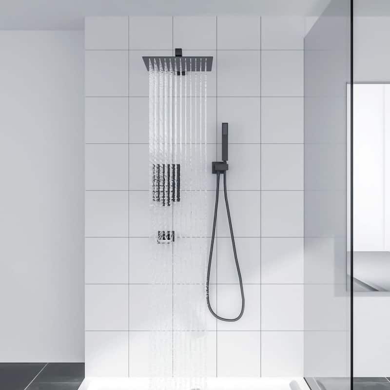 Lordear 12" Rainfall Shower System with Handheld Shower and Tub Spout