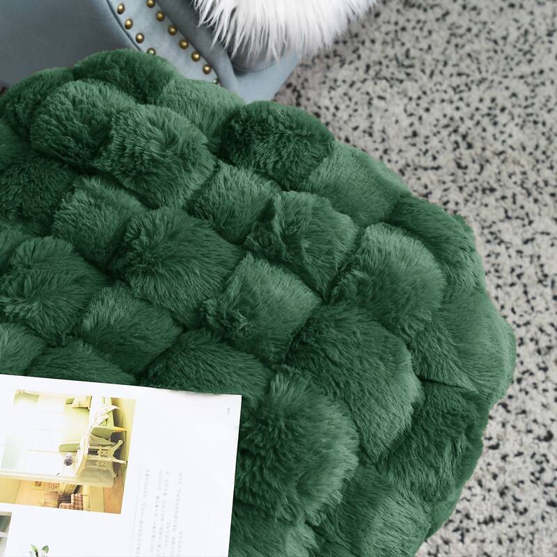 Soft Fauxfur Pouf Stool Ottoman Fuzzy Entryway Bench Seat 27"x20"x19"