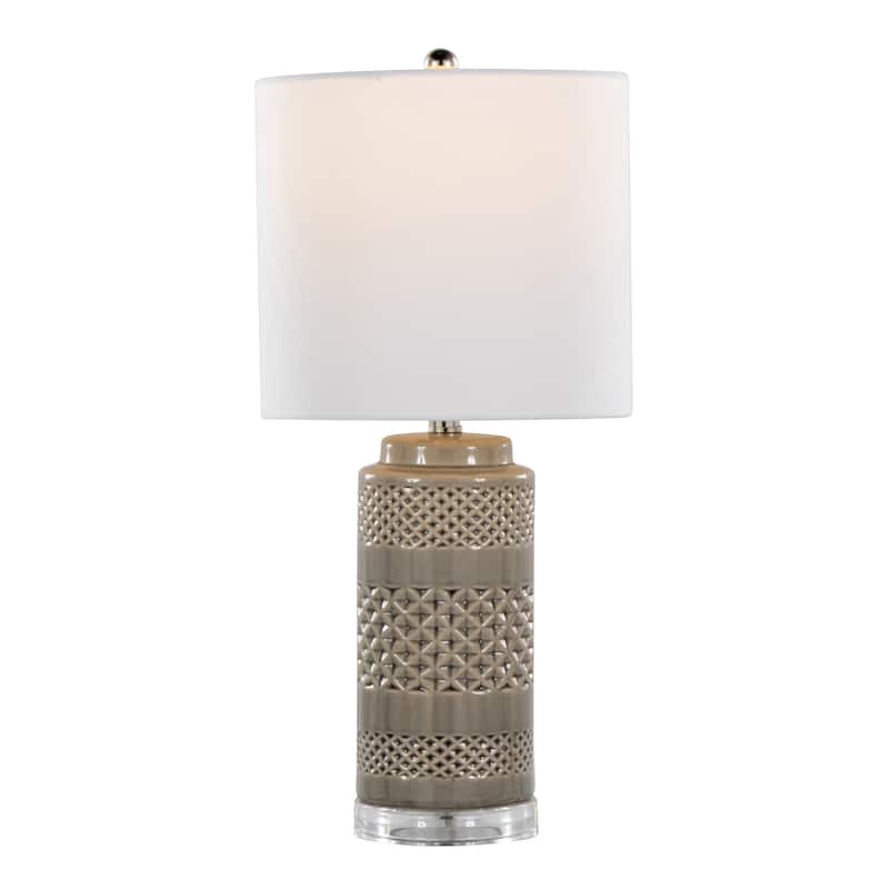 Casa 21" Ceramic Table Lamp w/ Cylindrical Base & Linen Shade (Set of 2)