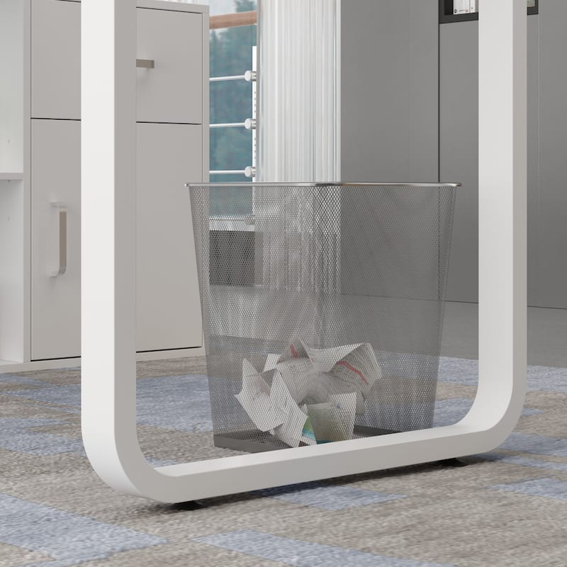 55.1"W Reversible Desk Rotating Desk Working Desk Computer Desk White