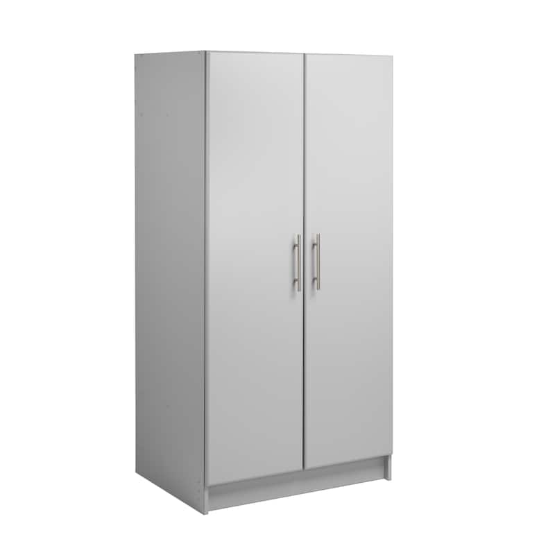 Prepac Elite Armoire Wardrobe Closet Cabinet with Hanging Rail - Light Gray