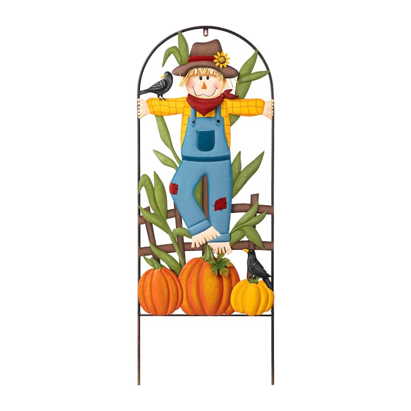 Glitzhome 41.75"H Fall Metal Arch Scarecrow Yard Stake Thanksgiving Decor - Scarecrow