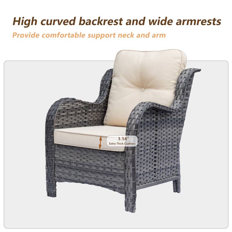 Outdoor Patio Furniture Sets Gray Wicker High Back Sofa Seating Set