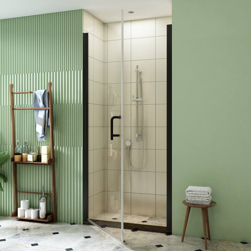 TOOLKISS Pivot Swing Frameless Shower Door with Safey Clear Glass
