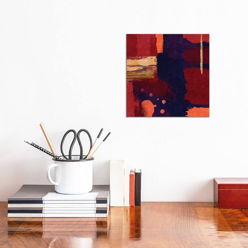 iCanvas "Brush Diptych Red I" by Danilo de Alexandria Canvas Print - 12x12x0.75
