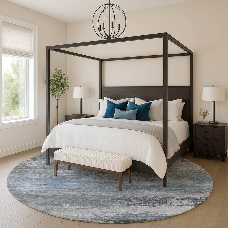 Premium Washable Super Soft Modern Casual Mayfield Rug - Pewter - 8' x 8'