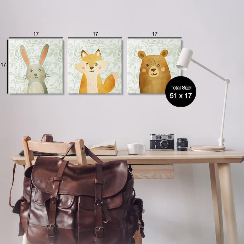 Stupell Joyful Woodland Animals Canvas Wall Art Design By Kim Allen (Set of 3)