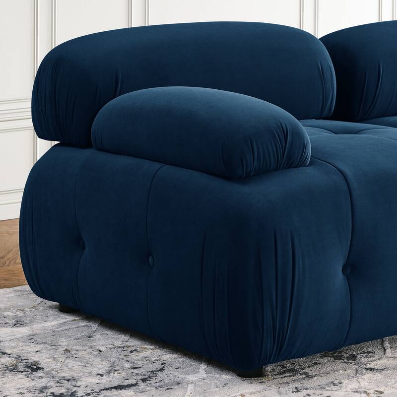 Blue 93" Modular L-Shaped 4-Seater Sofa with Reversible Ottoman