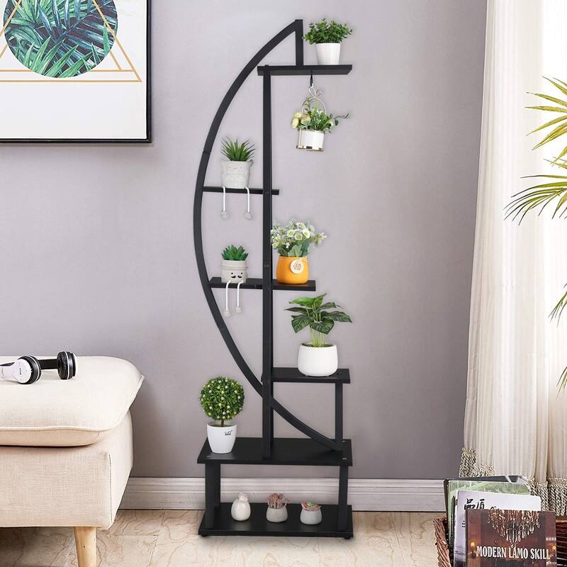 6th Floor Half Moon Ironwood Plant Stand Flower Pot Stand - 1 PC