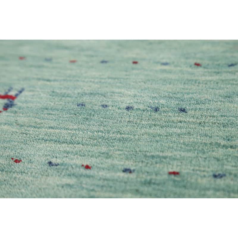 Navy Blue Gabbeh Oriental Rug Handmade Wool Carpet - 4'0" x 5'10"