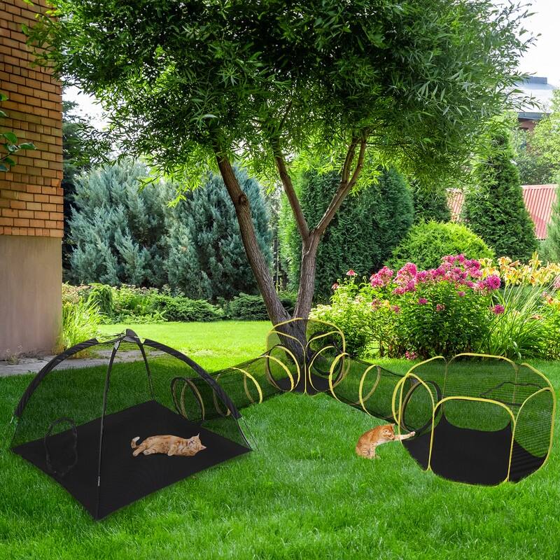 Outdoor Cat Play Tent with Tunnel