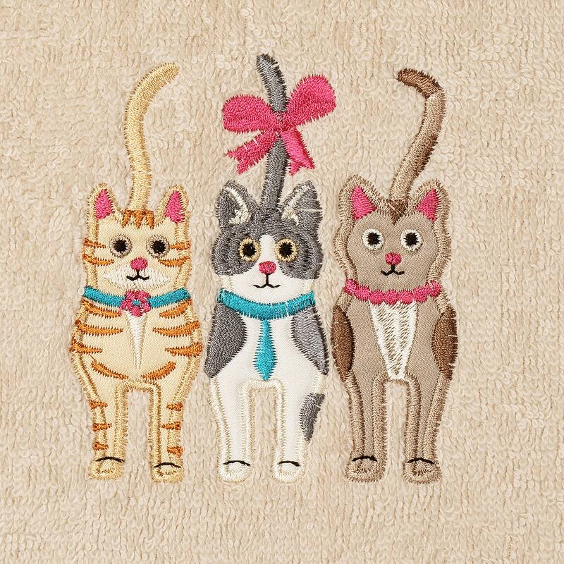 Authentic Hotel and Spa Cats - Embroidered Luxury 100% Turkish Cotton Hand Towels (Set of 2)