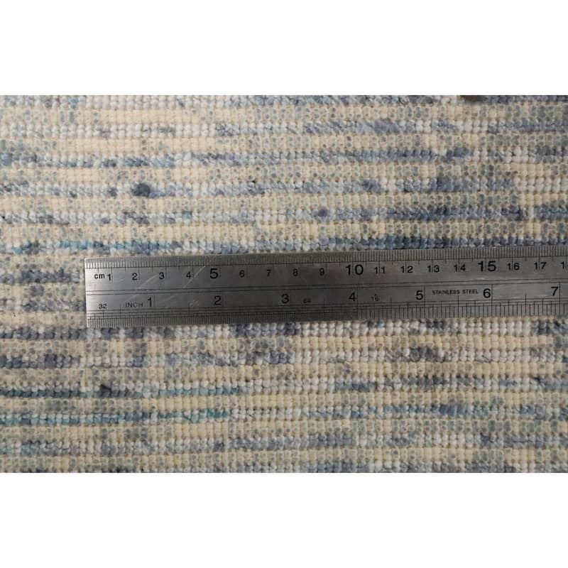Hand Knotted Oriental Viscose Silk Carpet Modern Abstract Navy Blue & Blues Abstract Area Rug - 4' 0'' X 2' 0''
