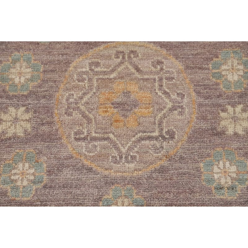 Hand Knotted Oriental 100% Wool Carpet Transitional All-Over Greys & Charcoal Oushak Runner Rug - 13' 1'' X 2' 10''