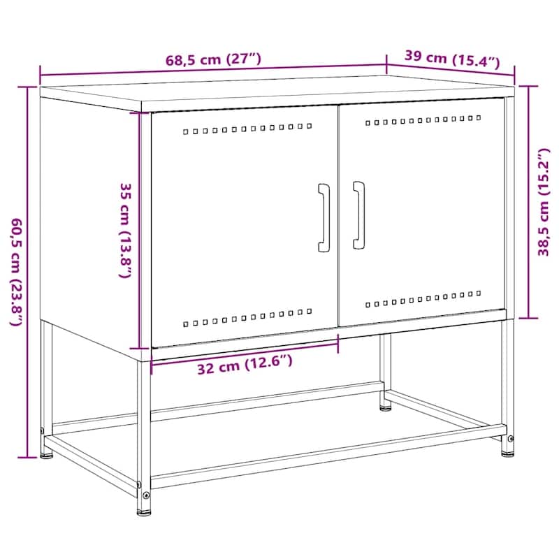 vidaXL TV Stand Entertainment Center Media Unit Furniture Living Room Steel - 15.4 x 27.0 x 23.8