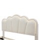 preview thumbnail 9 of 82, Full Size Upholstered Flower-Shape Bed with LED Light Strip & Ottoman,Sherpa Fabric Platform Bed with Wooden Slats Support,White