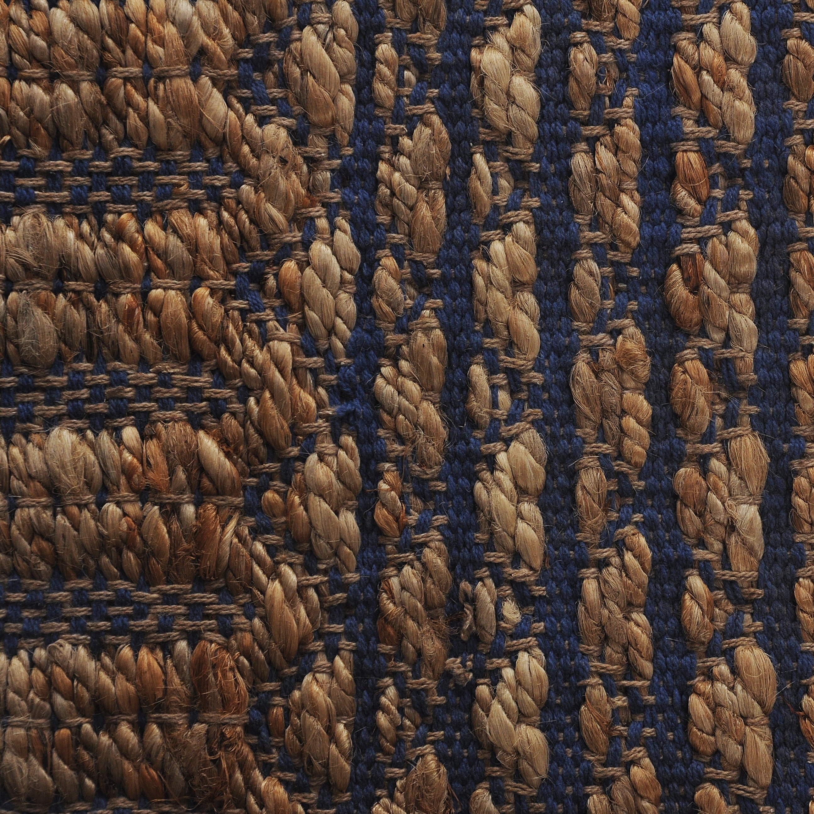Natural Fiber Hand Woven Detailed Blue Geometric Area Rug Natural Fiber Hand Woven Detailed Blue Geometric Area Rug