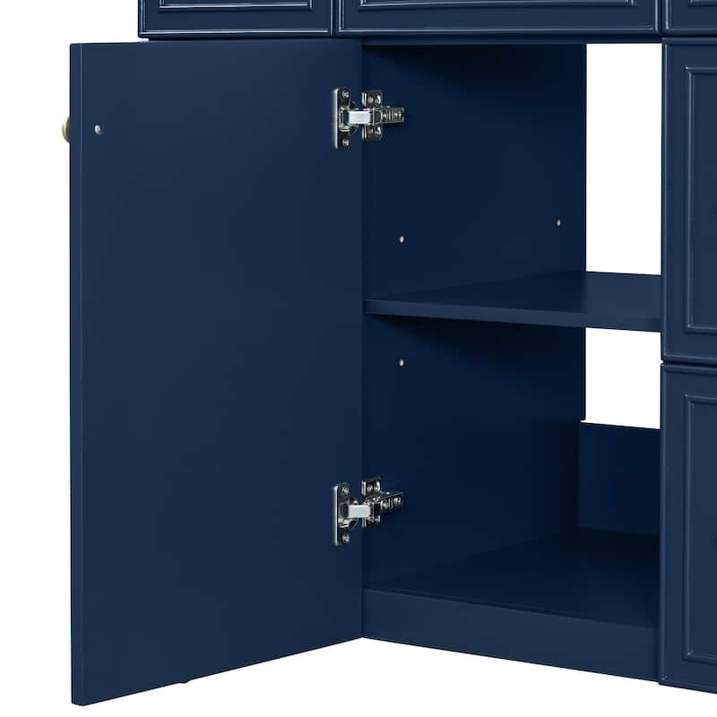 36"Bathroom Vanity with Ceramic Sink, Wood Frame,Soft Close Doors,Adjustable Shelves,3 Drawers,Including Double-Depth Drawer