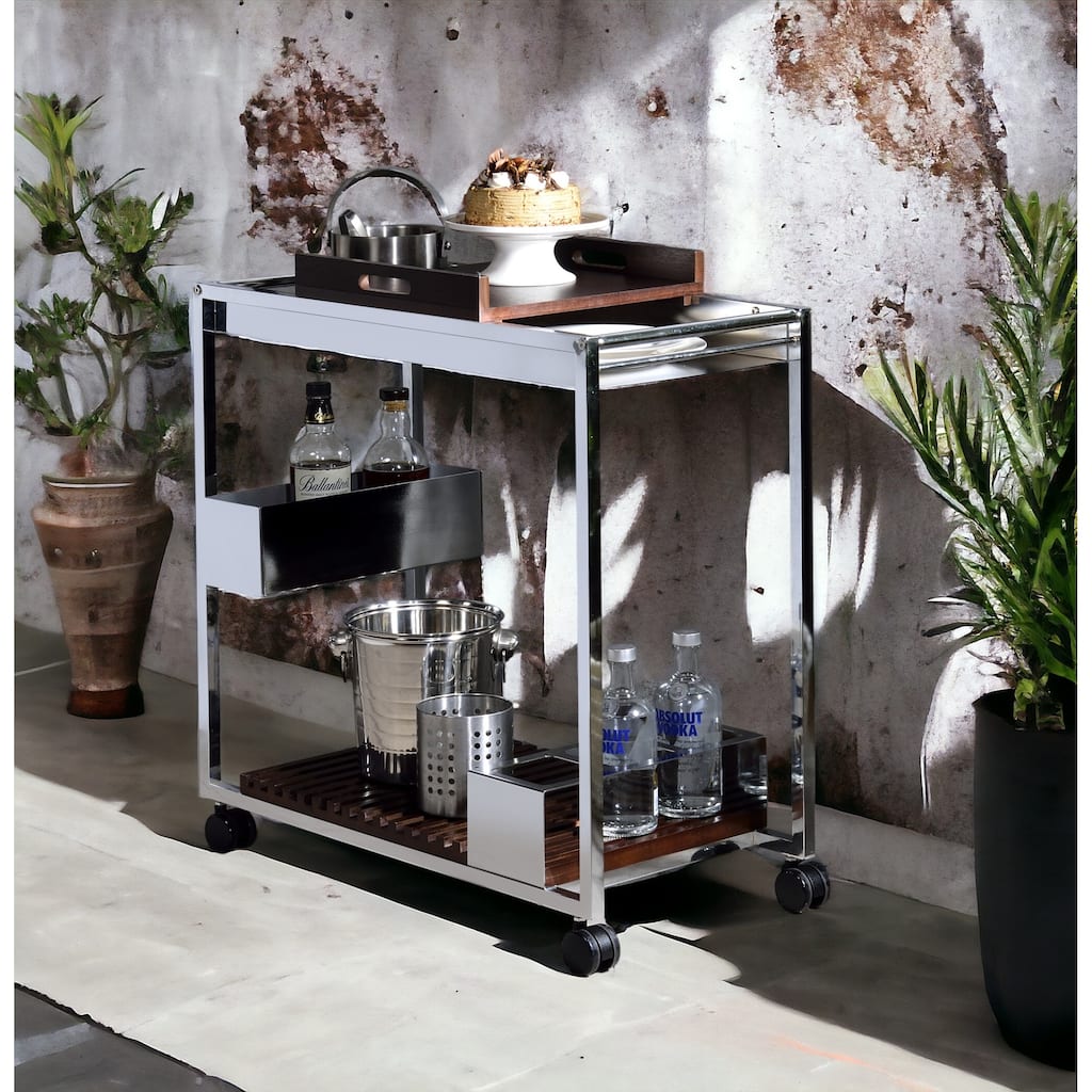 Lisses Chrome Finish Serving Cart(no include stool)