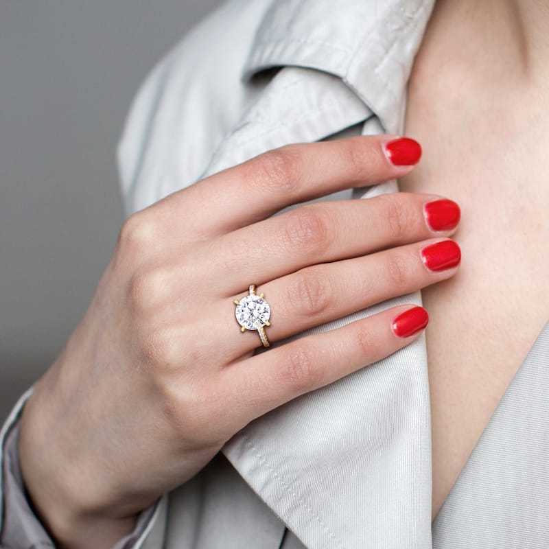 Miadora 3 3/4ct DEW Created Moissanite Engagement Ring in 10k Yellow Gold