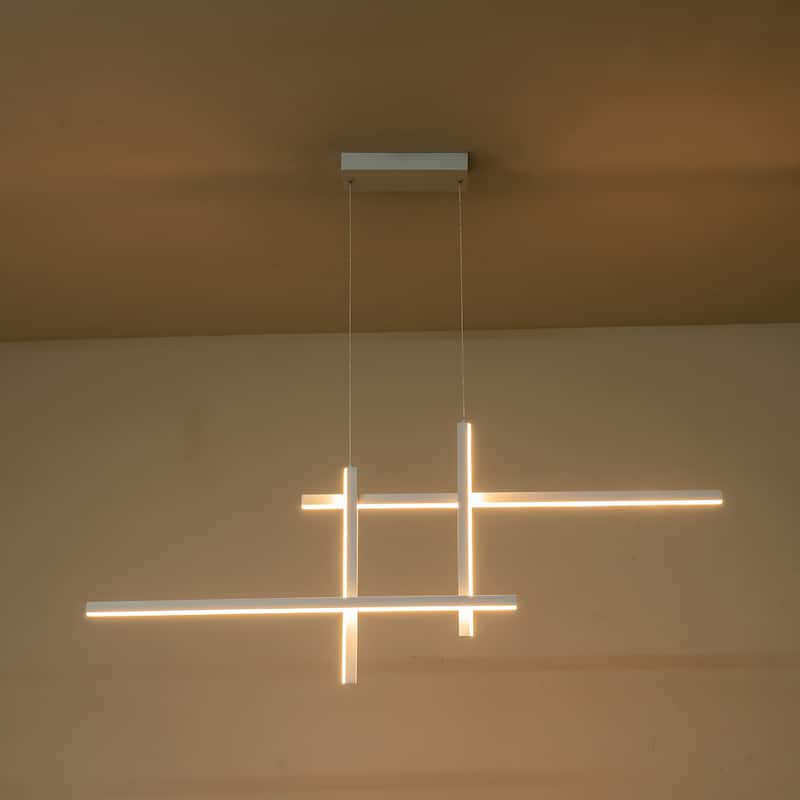 C Cattleya 48" Modern LED Chandelier Kitchen Island Pendant Light - White