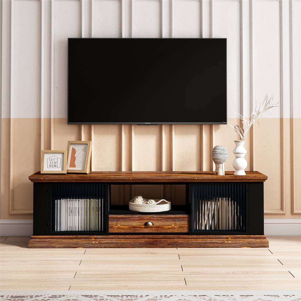 TV Console Table,TV Stand,Entertainment Centers with 2 Storage Cabinets and Drawer