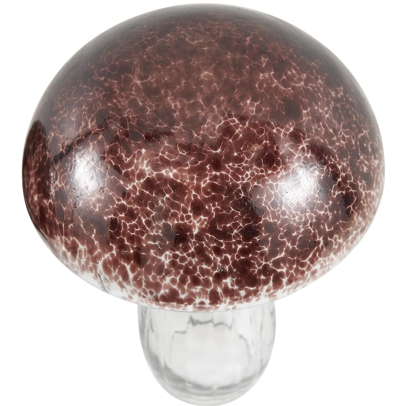 Glass Mushroom Textured Decorative Sculpture with Clear Stems - Set of 3 Red - Roche River Decor