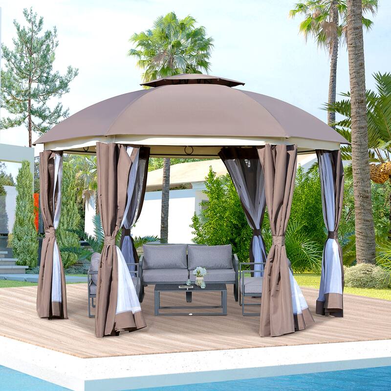 12' x 12' Patio Dome Gazebo Canopy Shelter with Double Roof - Overstock ...