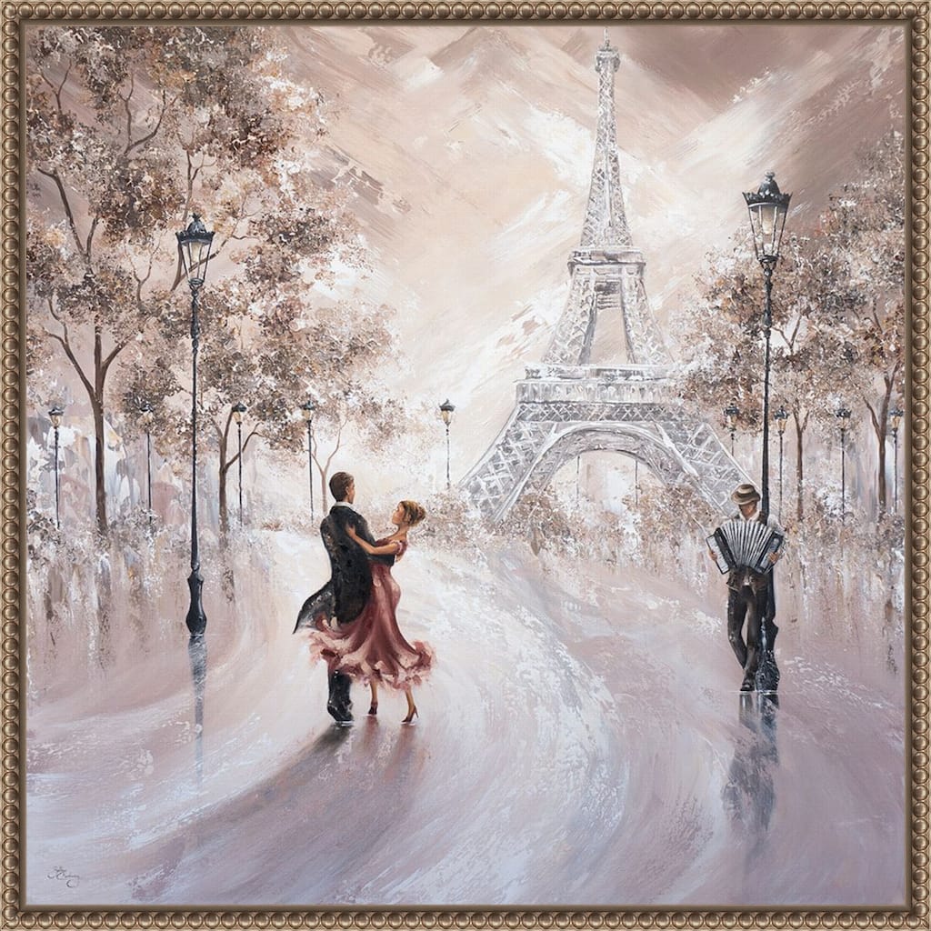 Only Us Paris by Isabella Karolewicz Framed Canvas Wall Art Print - Sylvie Beaded Gold