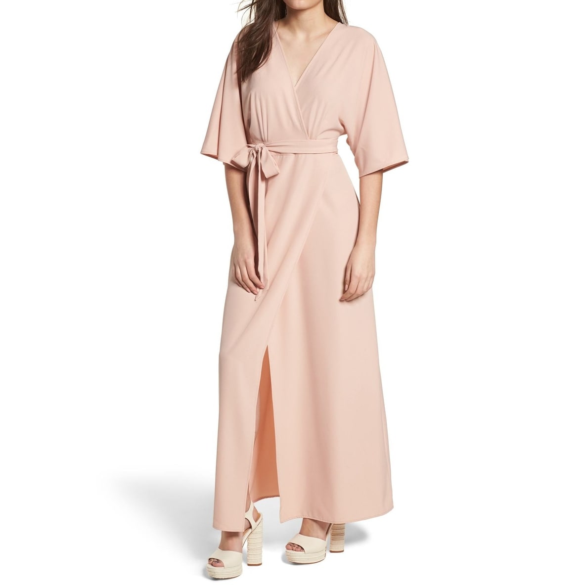 light pink wrap maxi dress