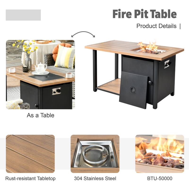 XIZZI 10-piece Outdoor Patio Furniture Conversation Set with Fire Pit
