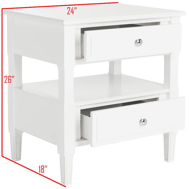 SAFAVIEH Terri Two Drawer White Nightstand
