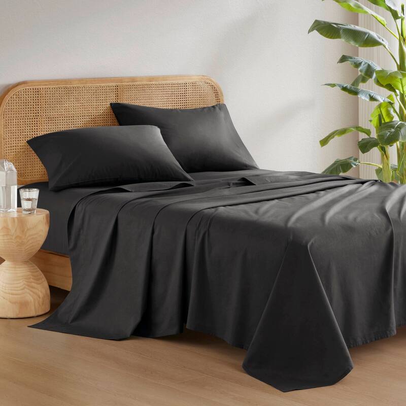 Chelsea Square Cotton 144TC 100% Cotton Solid Sheet Set - King - Black