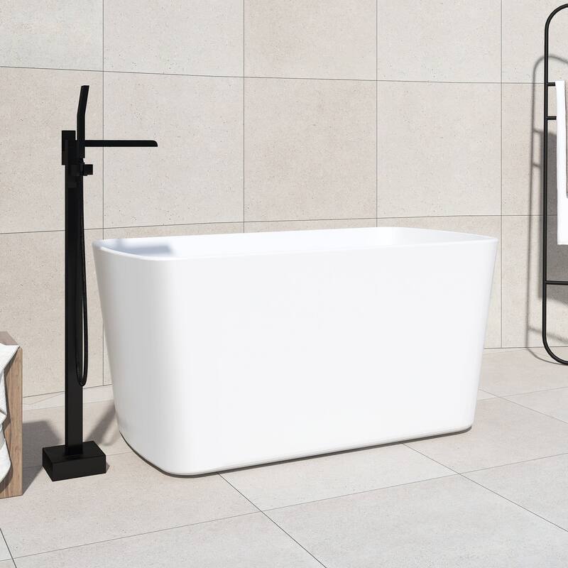 49 in. W x 24 in. H Acrylic Freestanding Soaking Seat-in Double Slipper Bathtub with Overflow and Drain in White