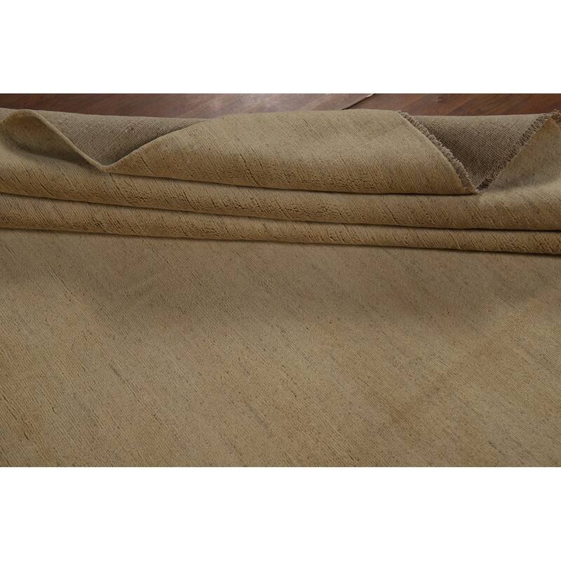 Muted Gabbeh Oriental Area Rug Hand-Knotted Wool Carpet - 8'1" x 9'10"