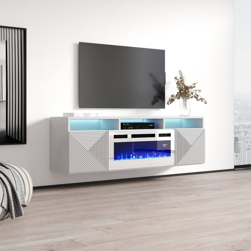 Giza WH-EF Wall Mounted Electric Fireplace Modern 63" TV Stand