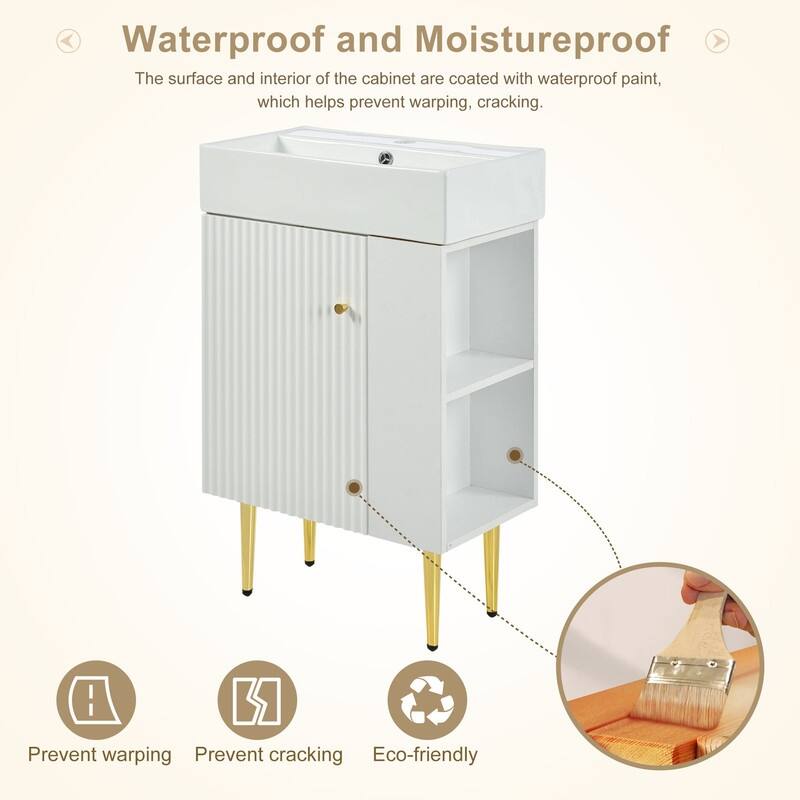 21.6" Bathroom Vanity, Combo Cabinet, with Single Ceramic Sink