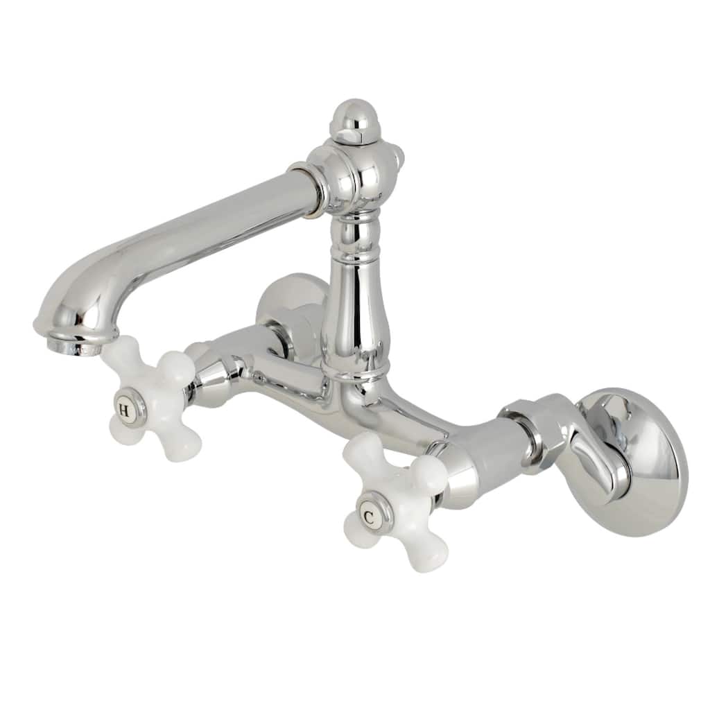 Kingston Brass English Country 6 in. Adjustable Center Wall Mount Kitchen Faucet