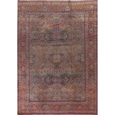 Pre-1900 Antique Kerman Lavar Persian Area Rug Handmade Wool Carpet - 9'10" x 12'9"