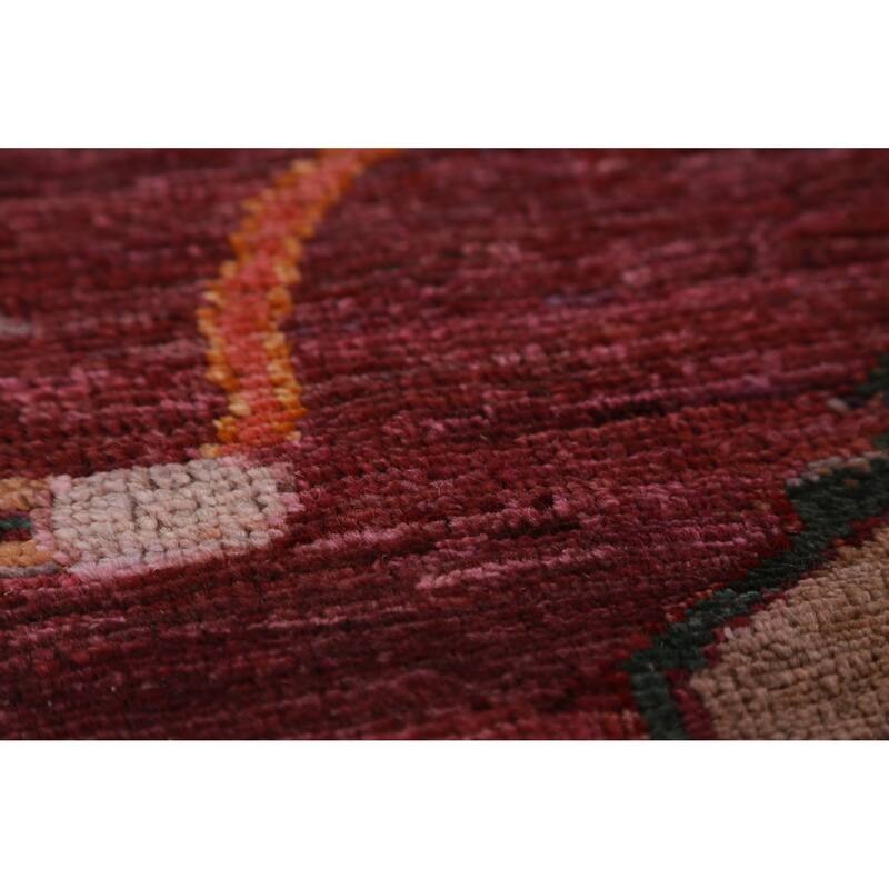 Hand Knotted Oriental 100% Wool Carpet Transitional All-Over Red Oushak Area Rug - 11' 7'' X 9' 1''