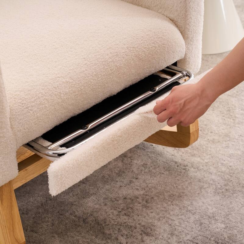 Rocking Recliner Chair with Thick Cushions & Adjustable Footrest, Accent Table Lounge Chair with Hidden Storage Pocket