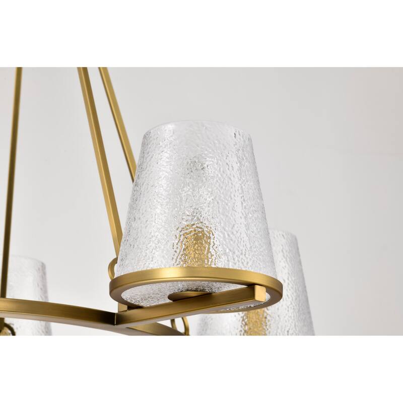 Valentine 5 Light Chandelier Vintage Brass Finish Hammered Glass - Vintage Brass