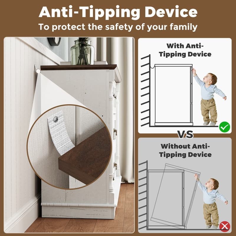 7-Drawer White Modern Dresser, 52" White Wooden Storage Dresser for Bedroom