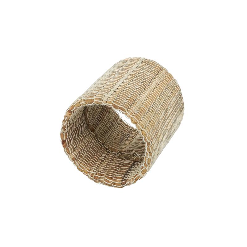 Shimmering Napkin Rings With Woven Nubby Design (Set of 4) - Set of 4 - Natural