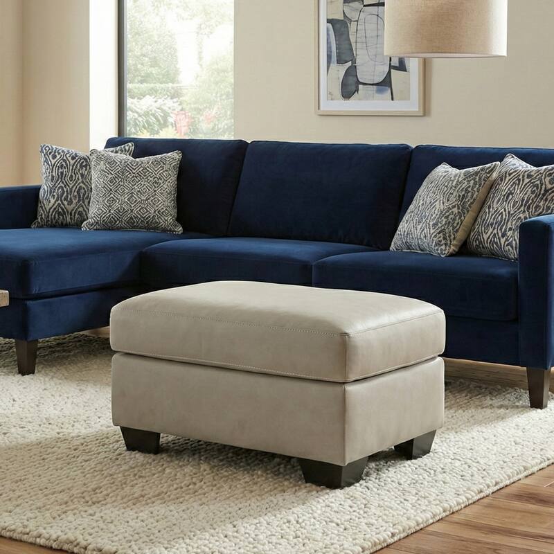 Roundhill Furniture Holmes Leather Upholstered Ottoman