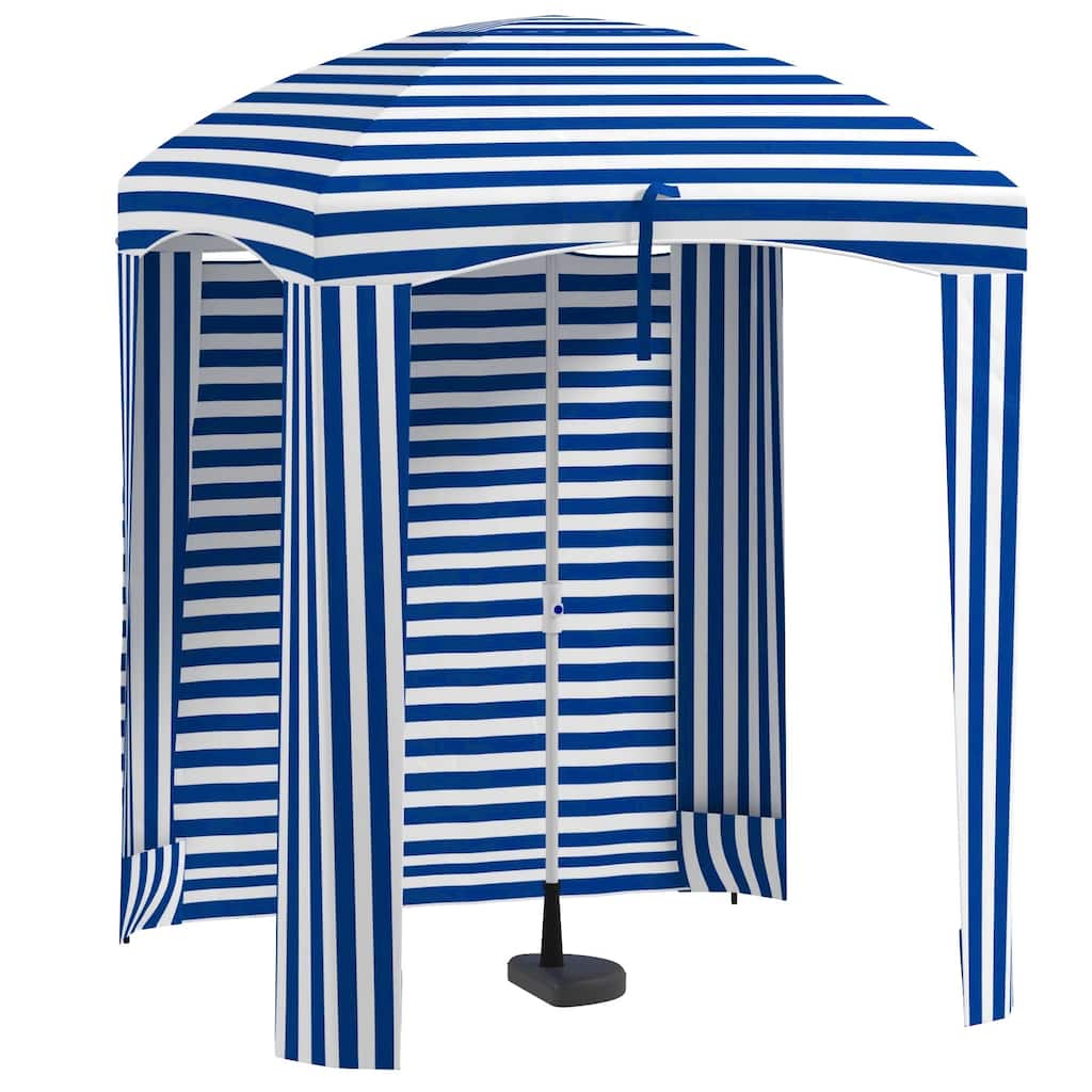 Portable Beach Cabana Umbrella with Walls, Vents, and Sandbags, Blue & White Stripe