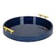 Kate and Laurel Lipton Round Decorative Tray with Metal Handles - 15.5" Diameter - Navy Blue/Gold