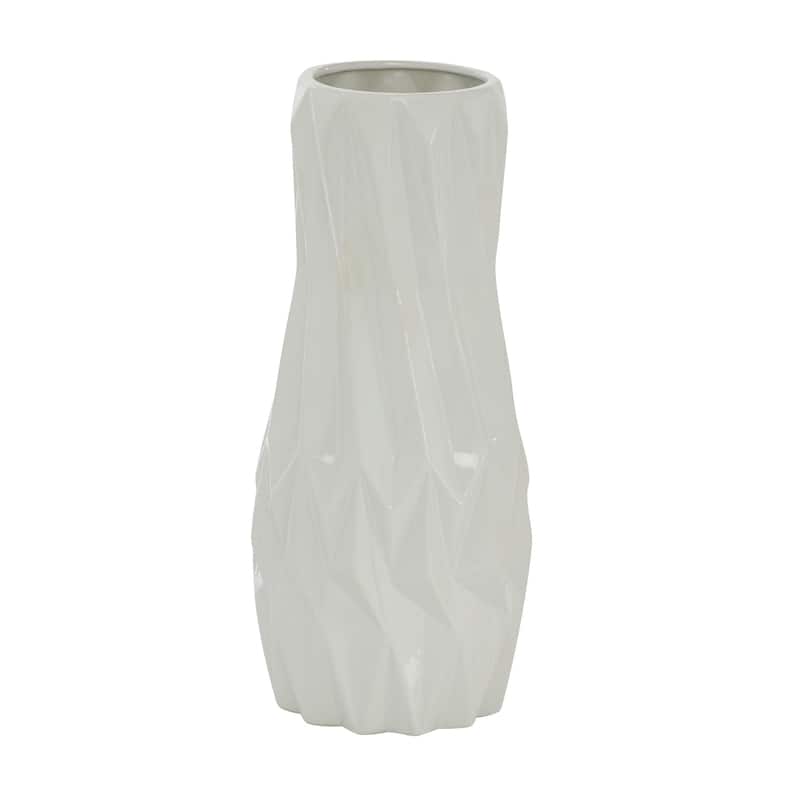 Ceramic Geometric Decorative Vase - White - Roche River Decor